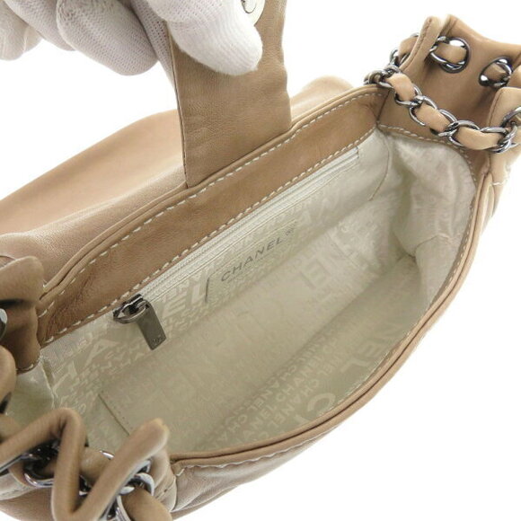 Chanel Wild Stitch Coco Mark chain shoulder bag beige lambskin